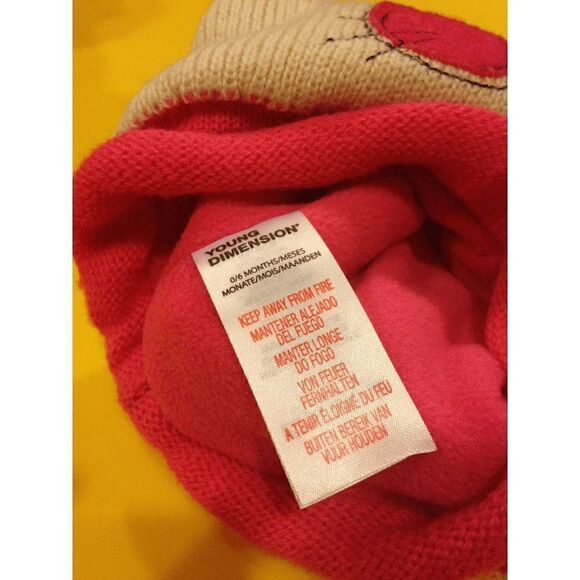 Young Dimension Baby Girls 0/6 Months Knitted Beanie Hat White Pink - Picture 2 of 2